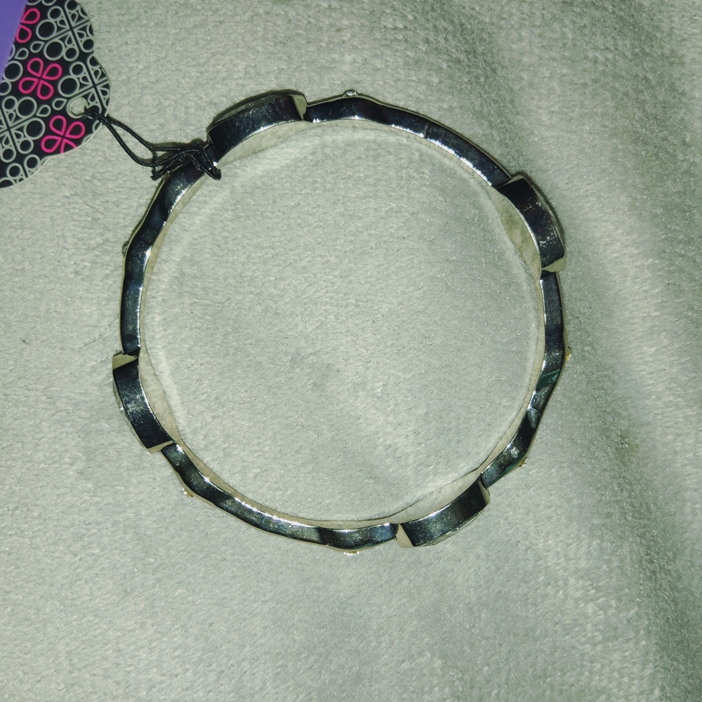 Silver Geometric Bangle Bracelet